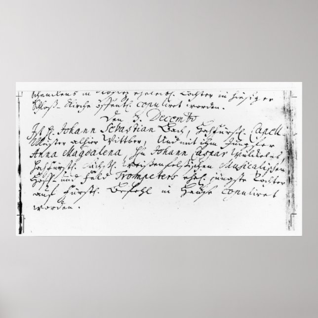 Póster Registro del boda de Bach a Anna (Frente)