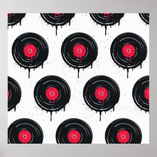 Póster Registros de vinilo fundidos, patrón artístico.