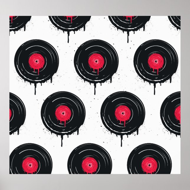 Póster Registros de vinilo fundidos, patrón artístico. (Frente)