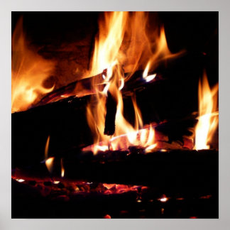 Póster Registros en la fotografía de fuego cálido de la c