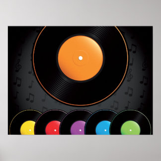 Póster Registros Turnables En Colores Vivos