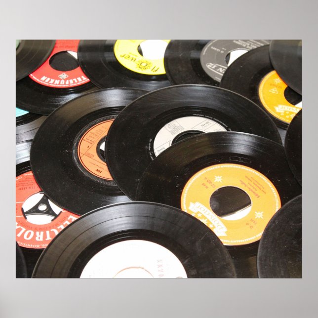 Póster Registros Vintage de 45 rpm (Frente)