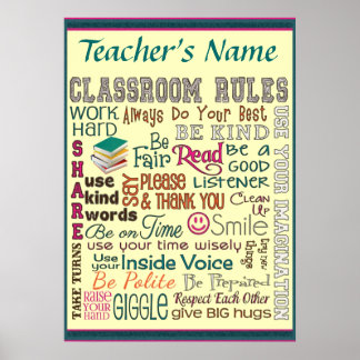 Póster Regla de salón de clases de profesor Agregar Perso