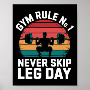 Póster Regla Gym No1 Nunca Omitir La Construcción Retro D