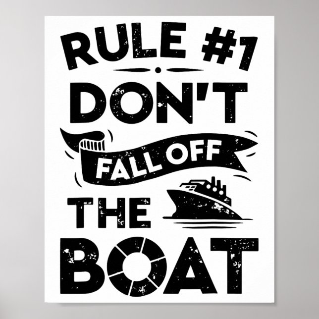 Póster Regla número 1 No caigas del barco gracioso C (Frente)