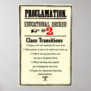 Póster Reglamento del aula Proclamación Decreto educativo