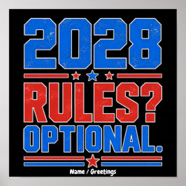 Póster Reglas 2028 Humor político divertido opcional Elec