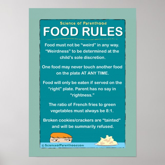 Póster Reglas alimentarias para niños #1 (azul-verde) (Frente)