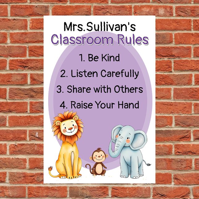 Póster Reglas de Aula Atractivas con Animales Amigables (Subido por el creador)