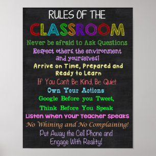 Póster Reglas de aula, regalo de profesor, regalo educati