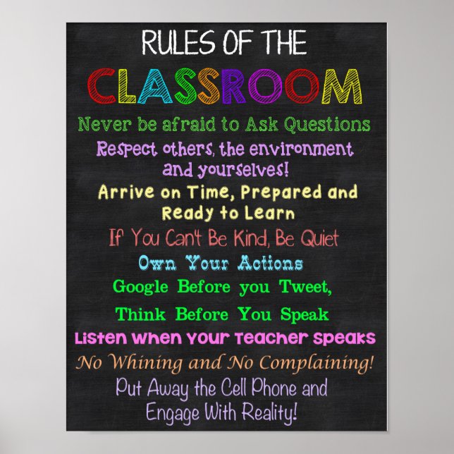 Póster Reglas de aula, regalo de profesor, regalo educati (Frente)