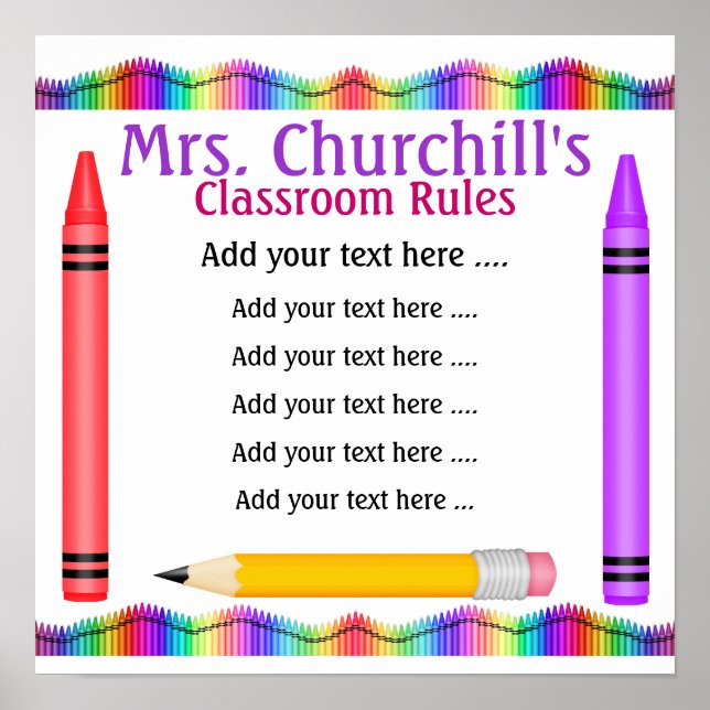 Póster Reglas de aulas del profesor de escuela por SRF (Frente)