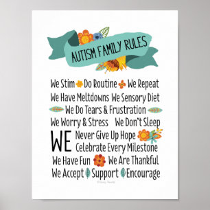 Póster Reglas de Autismo en la Casa de Familia