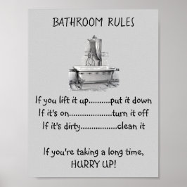 Póster Reglas de baño de la bañera de hidromasaje de pies