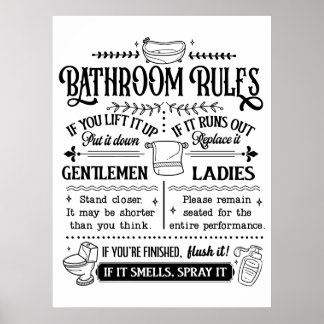 Póster Reglas de baño graciosas