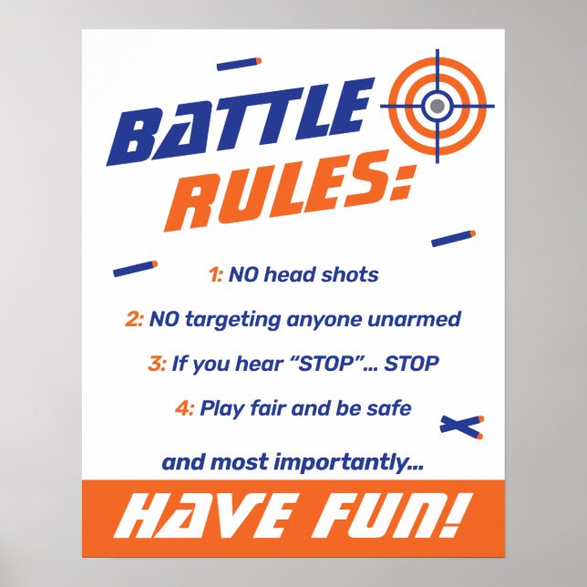 Póster Reglas de Batalla para la Fiesta de Cumpleaños de  (Frente)