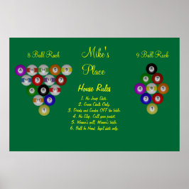 Póster Reglas de Billiard House Pool