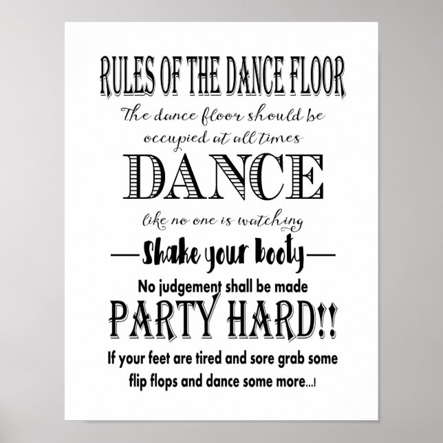 Póster Reglas de caligrafía moderna del boda de la pista  (Frente)
