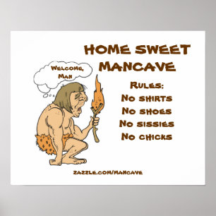 Póster Reglas de Caveman Mancave