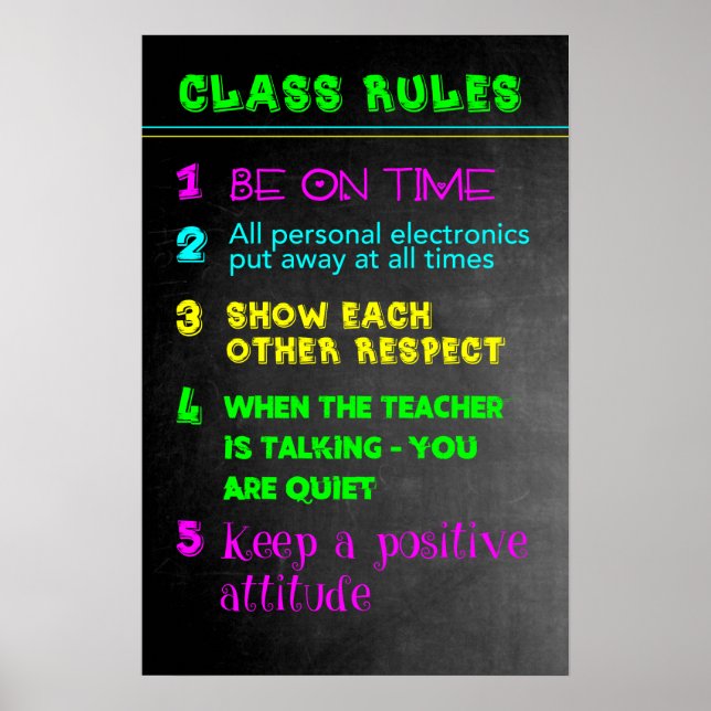 Póster Reglas de clase (Frente)