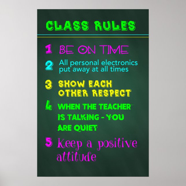 Póster Reglas de clase (Frente)