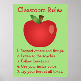 Póster Reglas de clase de Personalizado de Apple Rojo