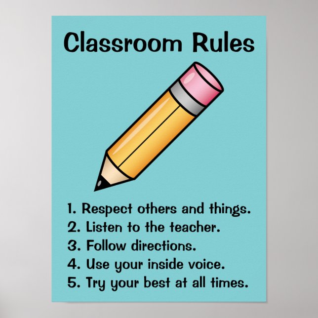 Póster Reglas de clase de Personalizado de lápiz de Perso (Frente)