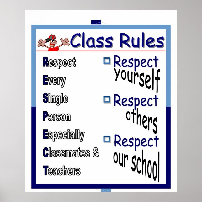 Póster Reglas de clase: Respeto (Frente)