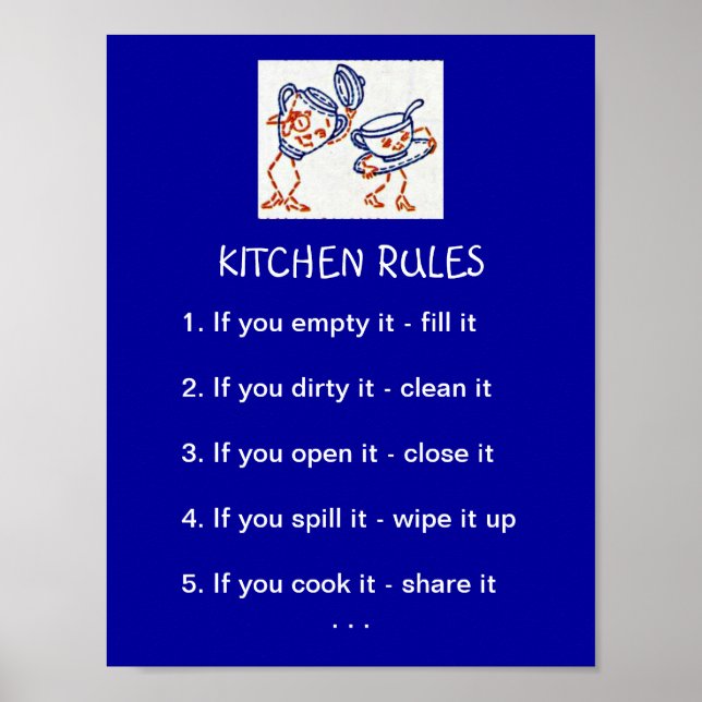 Póster Reglas de cocina (Frente)
