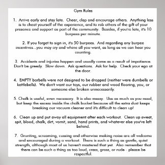 Póster Reglas de gimnasio