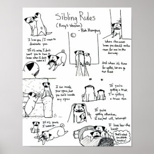 Póster Reglas de hermanos (versión Pug más joven)