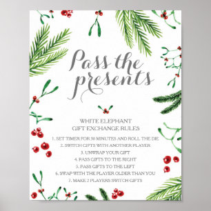 Póster Reglas de intercambio de regalos para elefantes bl