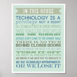 Póster reglas de la casa: tecnología