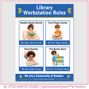 Póster Reglas de la Estación de Trabajo de la Biblioteca