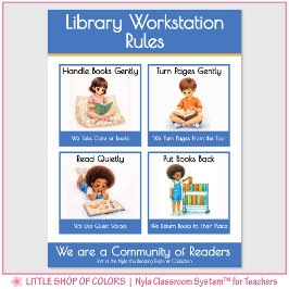 Póster Reglas de la Estación de Trabajo de la Biblioteca