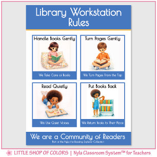 Póster Reglas de la Estación de Trabajo de la Biblioteca