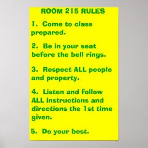 Póster Reglas de la sala de clase