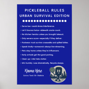 Póster Reglas de Pickleball Personalizadas para Supervive