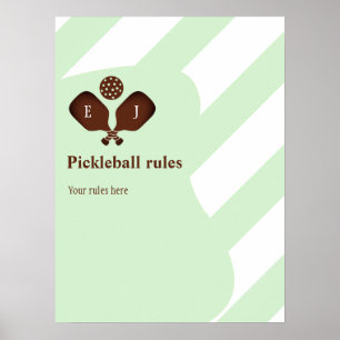 Póster Reglas de Pickleball Preppy para Bodas
