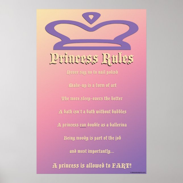Póster reglas de princesa (Frente)
