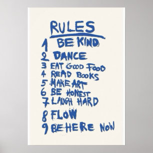 Póster Reglas de Vida – Sé Amable, Baila, Ríe Fuerte”