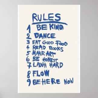 Póster Reglas de Vida – Sé Amable, Baila, Ríe Fuerte”