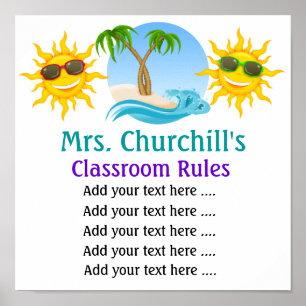 Póster Reglas del aula del profesor de escuela . por SRF