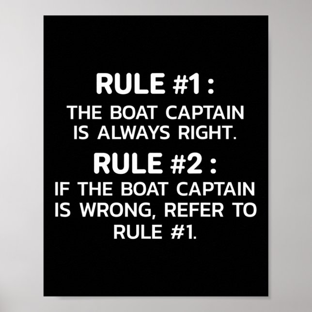 Póster Reglas del Capitán de Barco Divertido Barco  (Frente)