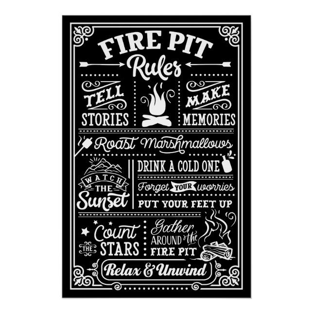 Póster Reglas del Fuego - beige (Anverso)