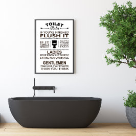 Póster Reglas Divertidas del Inodoro Baño Humor