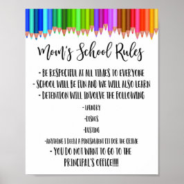 Póster Reglas escolares de mamá, reglas de colegios y reg