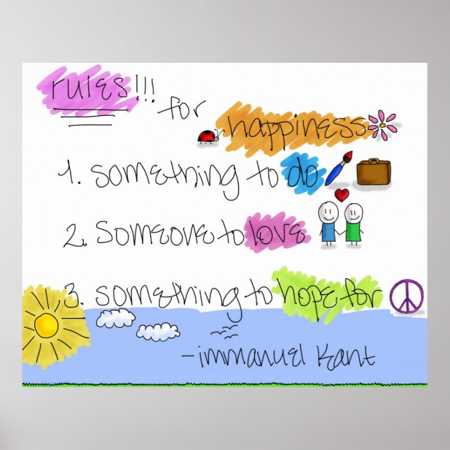 Póster Reglas para la felicidad - Immanuel Kant (Frente)