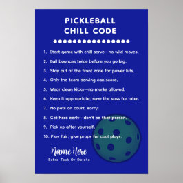 Póster Reglas Personalizadas de Pickleball CÓDIGO CHILL