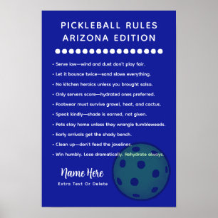 Póster Reglas Personalizadas de Pickleball Edición Arizon